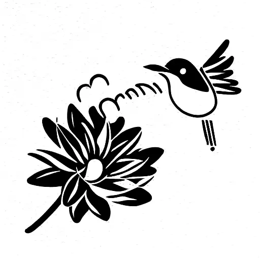Bird Flying Away With Flower