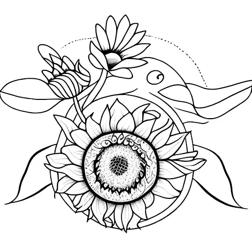 Dragonfly And Sunflowers