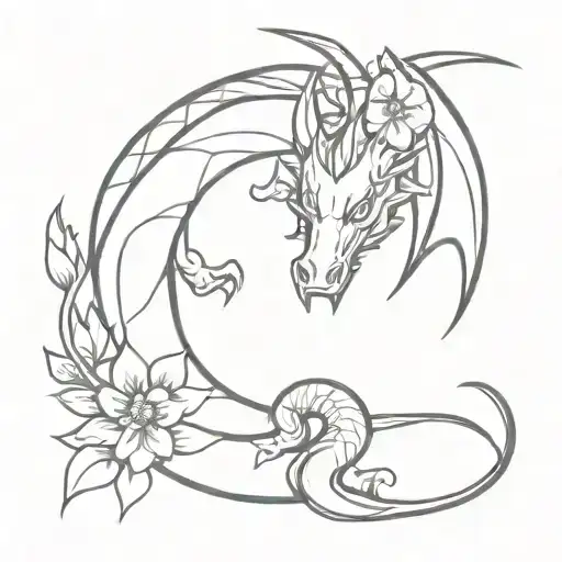 Dragon With Flowers