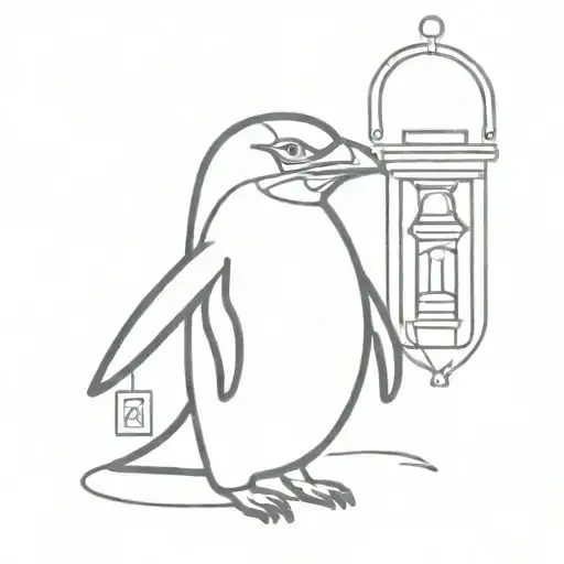 Penguin With Lantern At Its Feet