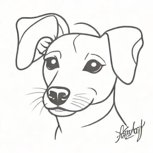 Jack Russell Ears Black Lines With Lucky