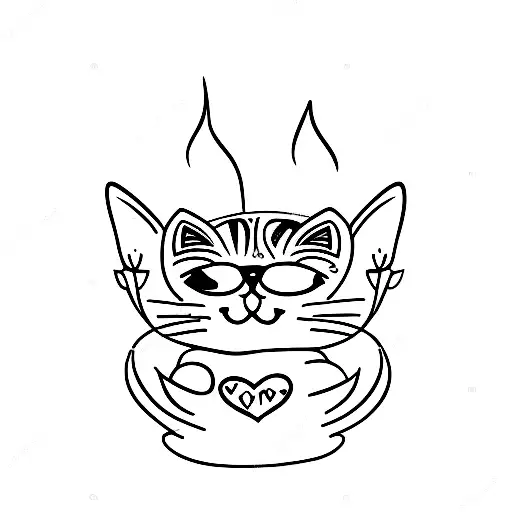 Cat With A Heart And Flowers