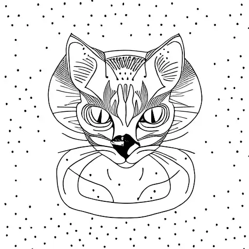 A Minimalist Tattoo Of A Cat With Taylor Swift's Song Titles As Fur Patterns