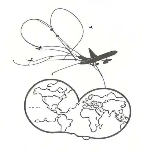 Around Planet Earth A Plane Draws A Heart-shaped Chemtrail