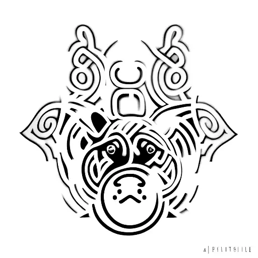 A Powerful Black-grey Tattoo Showcasing A Silhouette Of A Dog Alongside Symbols Of Black Resistance