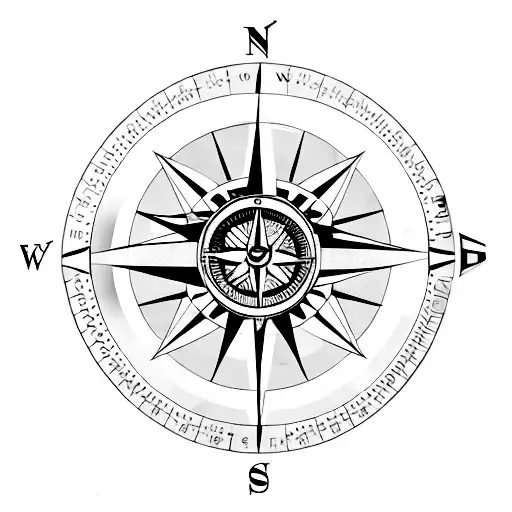 A Compass Combined With Engineering Tools In A Minimalist Style