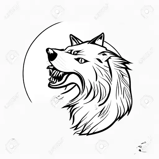 A Wolf Howling At The Moon With A Firearm In Its Mouth