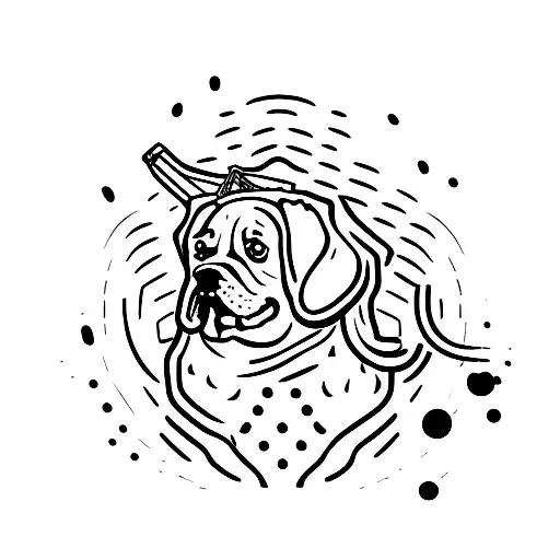 Dog With A Pistol In Paws