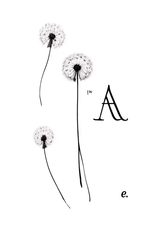 Long -Length Dandelion For Forearm With Letter A And E