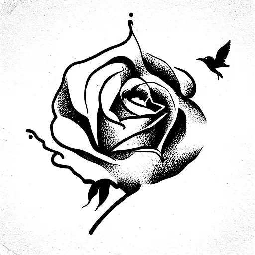 A Rose With Birds Flying