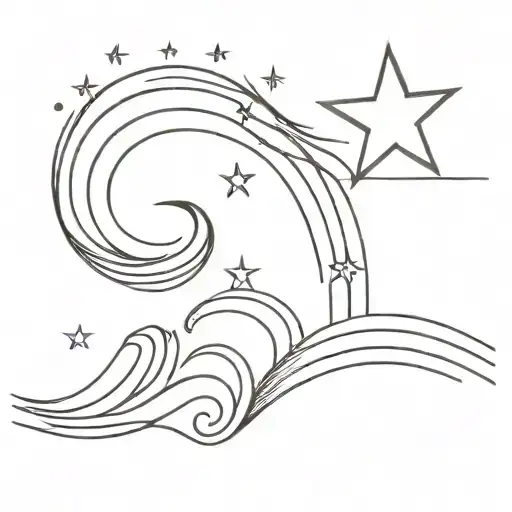 A Star Above Waves Flowing