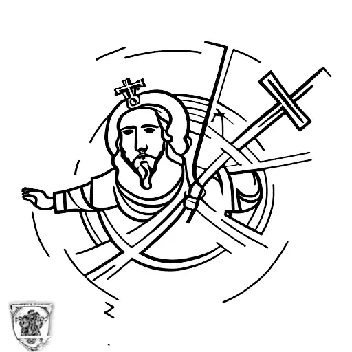 A Minimalist Tattoo Of Jesus Carrying A Cross