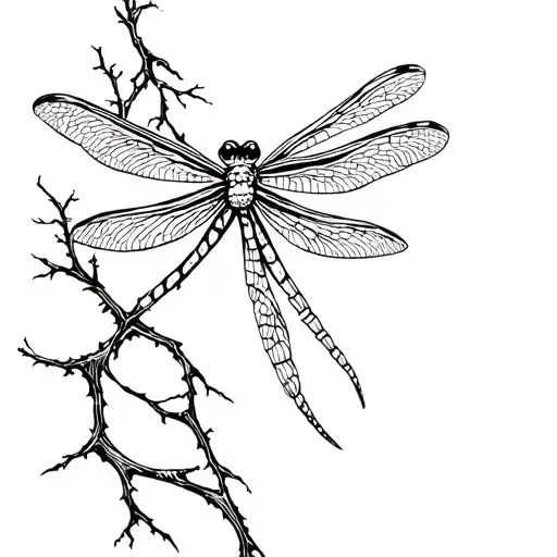 Dragon Fly With Branches