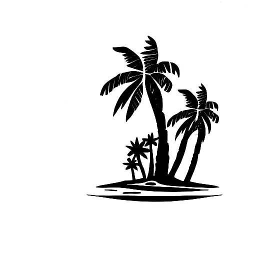 Palm Tree With Two Coconouts On The Floor