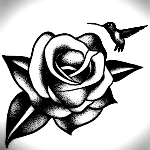 Hummingbird Carrying Rose