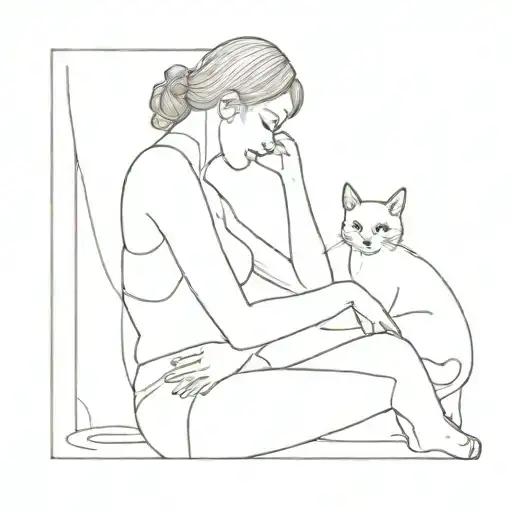 Something Involving A Girl And Her Cat Sitting