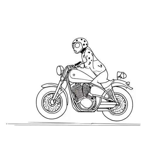 A Outline Of A Ladybug Riding A Motorcycle