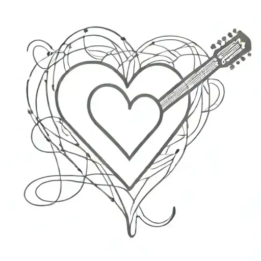 Guitar And Heart Intertwined