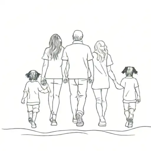 Dad Walking With Black Dog Retrivier