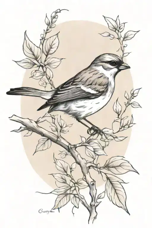 Sparrow On A Branch