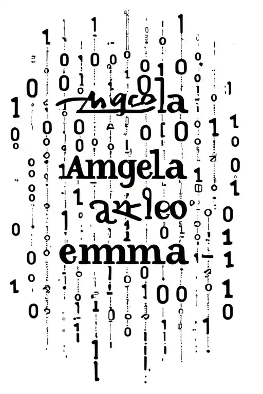 Binary Code Family Name Intertwined Angela Emma And Leo