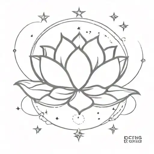Lotus Moon Surrounded By Stars