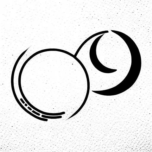 Small Taurus Sign And Moon Matching Tattoo For Girls