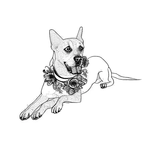 A Dog Wearing A Flower Garland