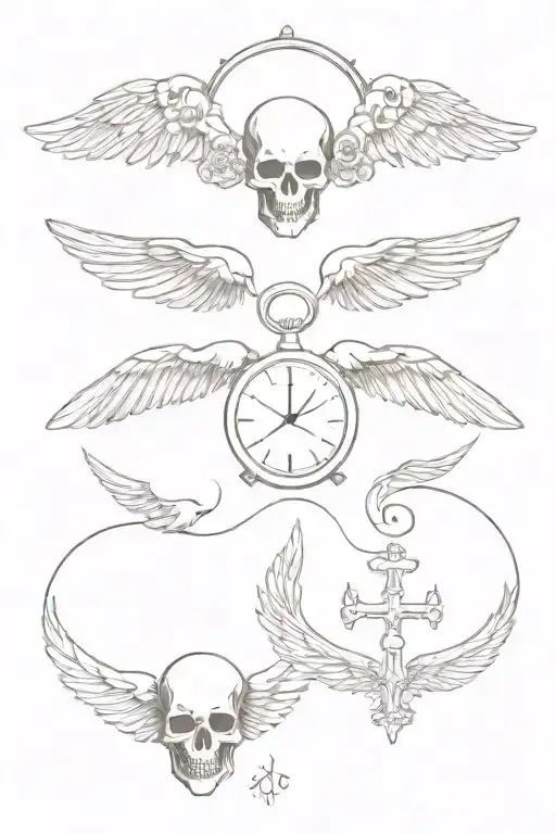 Skulls And Watch Angel Wings