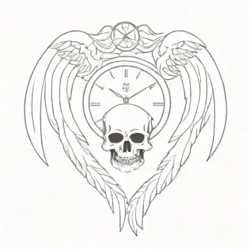 Skulls And Watch Angel Wings