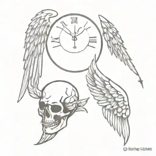 Skulls And Watch Angel Wings