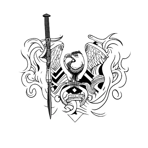 Latin Phrase Vincit Qui Se Vincit Paint Brush And Sword