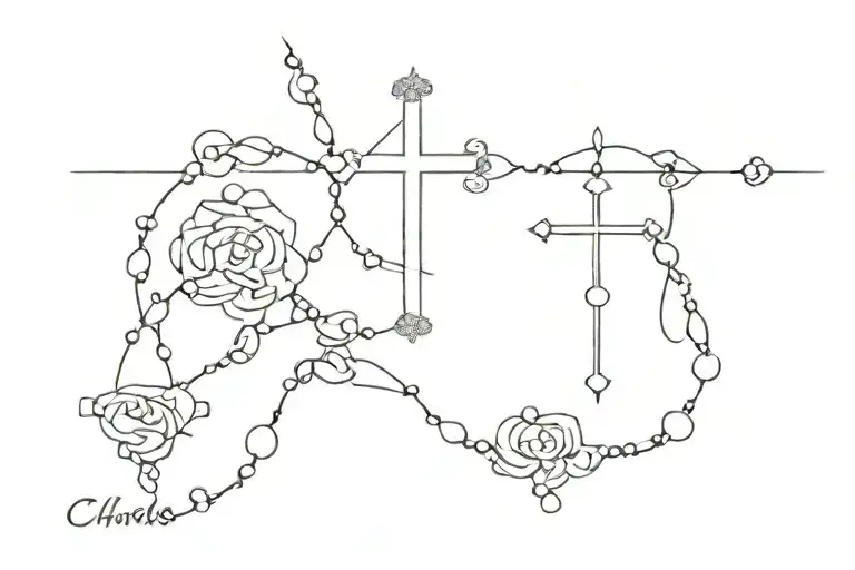 Rosary Charles Name Tattoo Design Idea