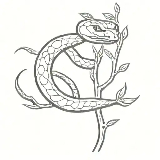 Snake Climbing A Branch