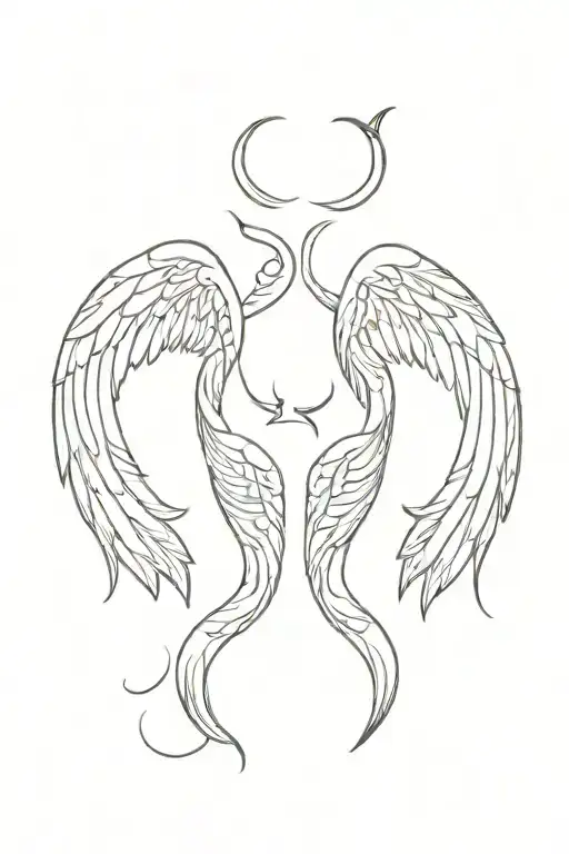 Devil And Angel Wings Spread