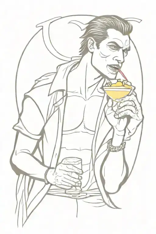 Vampire Drinking A Pina Colada Cocktail