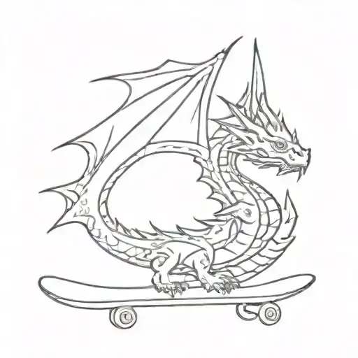 Dragon Riding A Skateboard Deck