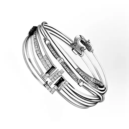 A Bracelet With Blue And White Diamonds