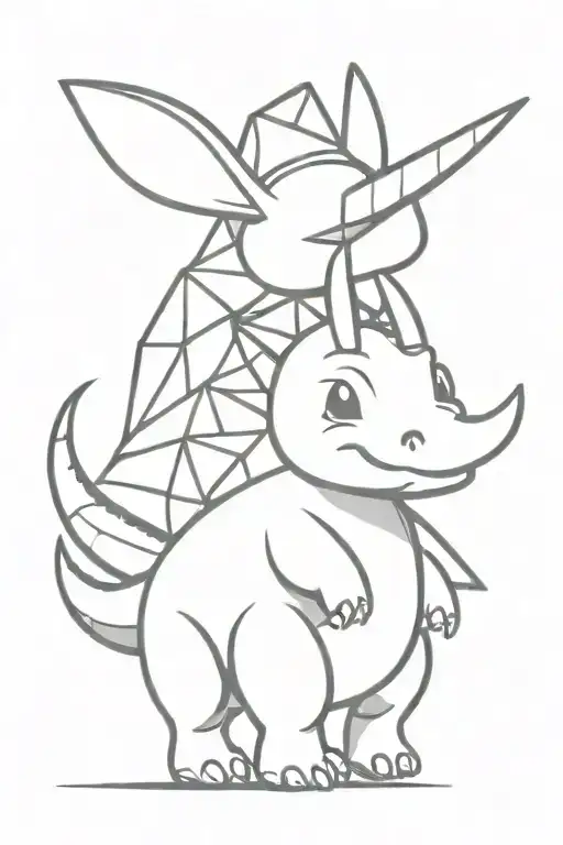 Cartoon Triceratops Riding A Simple Paper Airplane Flying