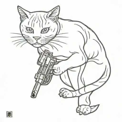 Cat Military With Gun