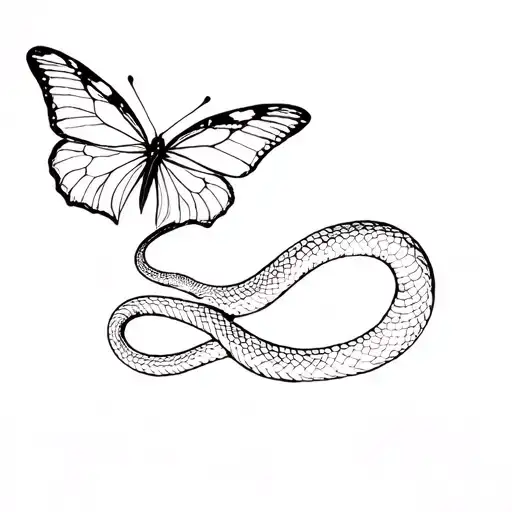 Snake Strangling Butterfly Emerging