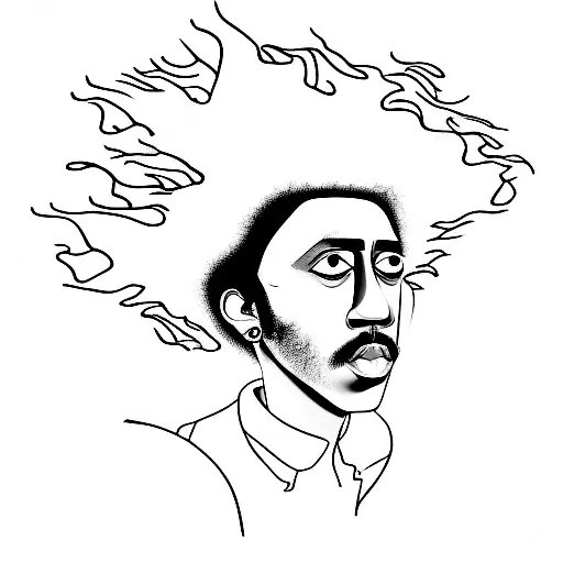 Create A Minimalist Portrait Of Phil Lynott With His Signature Afro Hairstyle