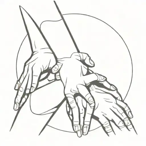 Three Arms Holding Each Other On The Forearm In An Circle