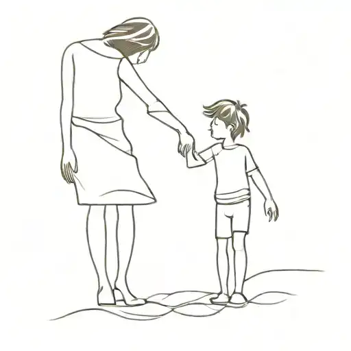 Mom And Son Holding Hands Silhuette