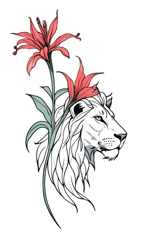 Lycoris Flower With A Lion