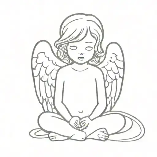 Make Little Girl Angel Tatto Design