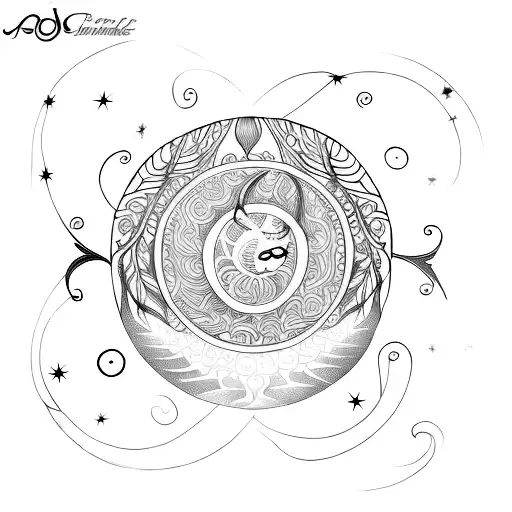 Feminine Spinal Tattoo With Flower Moon Sun Snake Stars With Line Down The Spine