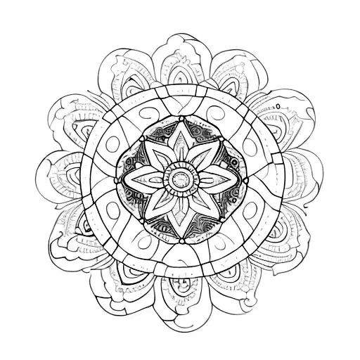 An Intricate Mandala Design With Beach Elements Like Seashells And Starfish