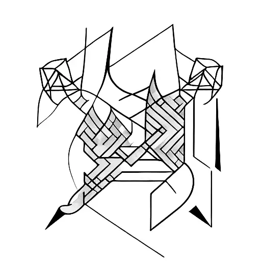 A Minimalist Tattoo Of A Geometric Arrow Design