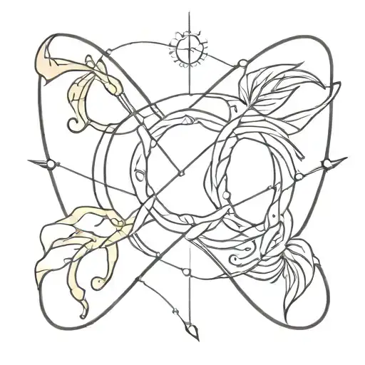 Sagittarius And Scorpio Zodiac Symbol Intertwined